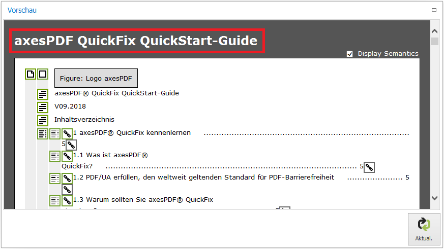 Screenreader-Vorschau: Dokumentitel