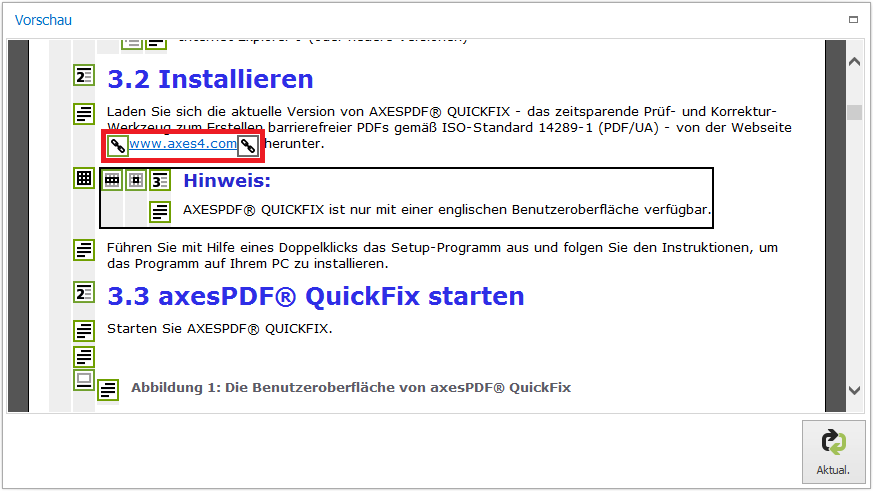 Screenreader-Vorschau: externer Link